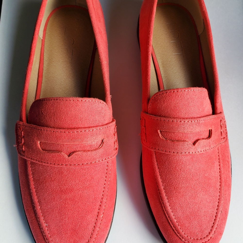 LOFT Coral Suede Penny Loafers